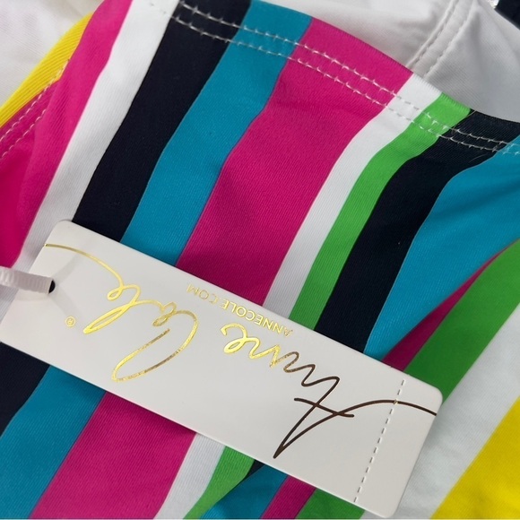 Anne Cole Multi-Color Center Front Tab Over-The-Shoulder One-Piece. NWT - Picture 6 of 7